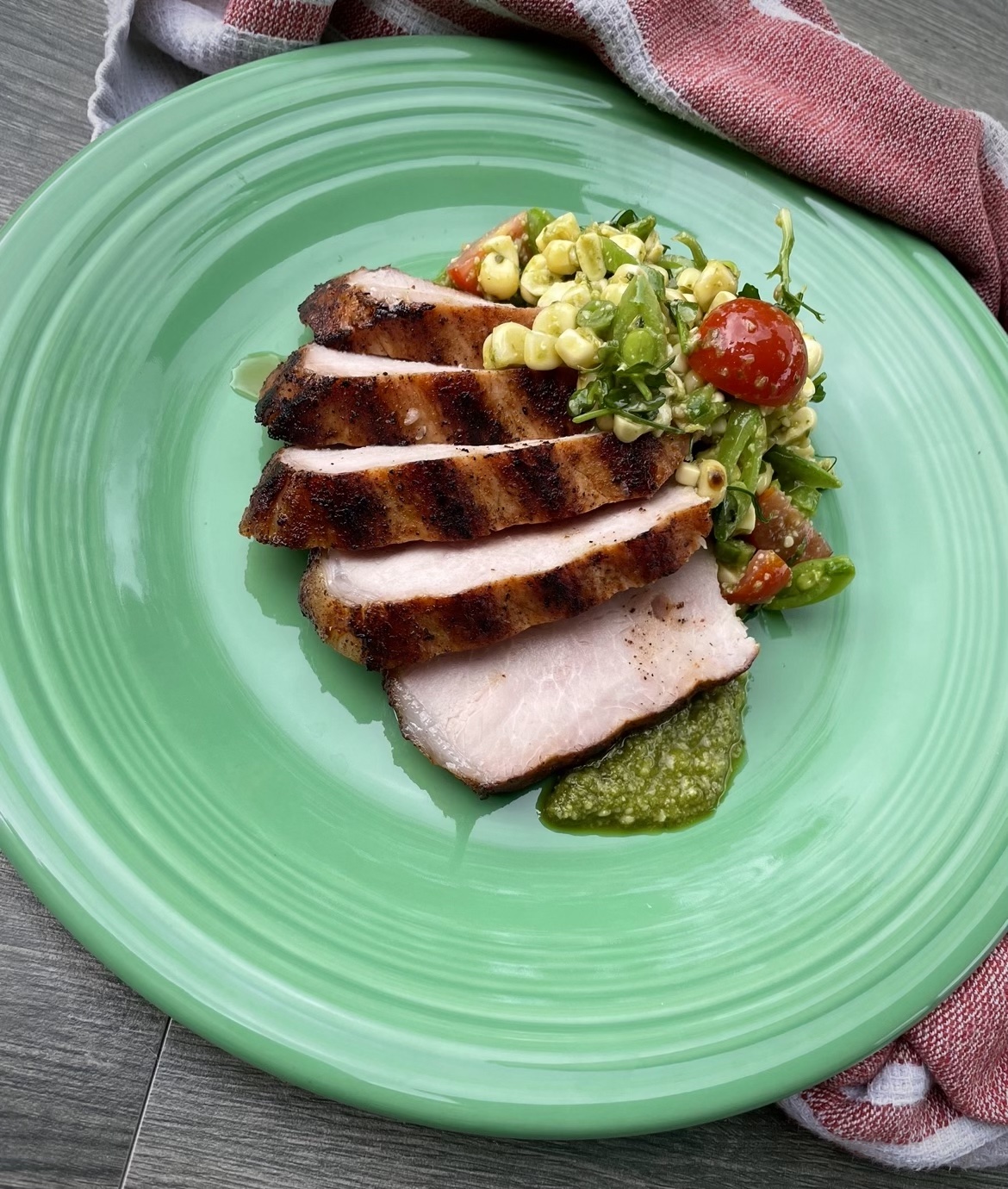 Quick Brined Chops with Grilled Corn Salsa