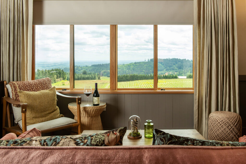 Rolling vineyards surrounding Black Walnut Inn in Oregon’s Willamette Valley